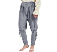 ANDHOM Medieval Pants for Men Renaissance Pirate LARP Viking Pants for Halloween Party Grey