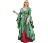 ANDHOM Medieval Renaissance Costume V-Neck Bell Sleeve Robe, Long Cape Style Halloween Costume