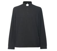 ANDHOM Men's Clergy Tab Collar Polo Shirt Long Sleeve Pastor Minister Preacher Shirt Priest Tops Jet Black