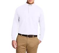 ANDHOM Men's Clergy Tab Collar Polo Shirt Long Sleeve Pastor Minister Preacher Shirt Priest Tops, Navy, Large