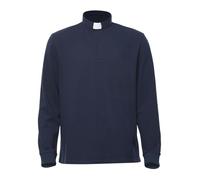 ANDHOM Men's Clergy Tab Collar Polo Shirt Long Sleeve Pastor Minister Preacher Shirt Priest Tops Navy