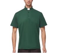 ANDHOM Men's Clergy Tab Collar Polo Shirt Short Sleeve Pastor Minister Preacher Shirt