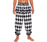 ANDHOM Men's Jester Cropped Pants with Ruffle Skirt Harlequin Costume