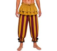 ANDHOM Men's Jester Cropped Pants with Ruffle Skirt Harlequin Costume