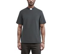 ANDHOM Men's T-Short Sleeves Tab Collar Clergy Minister Priest Outfit Priest Costume Shirt Tops Grey