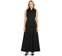 ANDHOM Women Clergy Sleeveless Dress Tab Collar Minister Priest