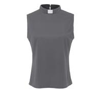 ANDHOM Women's Clergy Sleeveless T-Shirt Tab Collar Clergy Minister Priest Outfit Priest Costume Shirt Tops Grey