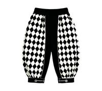 ANDHOM Womens Clown Harlequin Bloomers Knee-Length Pants Vertical Circus Costume Halloween Outfit