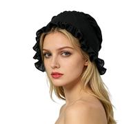 ANDHOM Women's Pioneer Bonnet, White, Colonial Puritan Hat Peasant Amish Prairie Medieval Hat, Costume Accessory