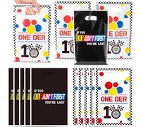 Andi Cppss Racing Car Party Favor Bags - 50PCS If You Ain't First You're Last Goodie Bags Racing in Speed Party Decorations Black White Checkered Design Gift Bag for Kids Boy’s 1st Birthday Parties
