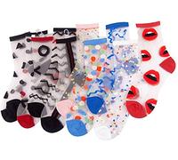 ANDIBEIQI 10 Pairs Women's Sheer Transparent Casual Socks Ultrathin Mesh Socks for Dancing,Wedding,Dress,Party