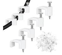 Andibro 100pcs White Cable Clips,8mm Wire Wall Clips with Steel Nails Ethernet Cable Clips Clips Cable Tacks Coax Cable Clips for Wire Ethernet Cable(8mm)