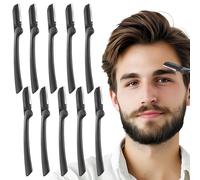 Andibro 10Pack Folding Eyebrow Razors,Dermaplane Razor for Men, Multi-Function Facial Shaver Practical Hair Remover Blade Foldable Peach Fuzz Removal Dermaplaner to Exfoliate & Refresh the Skin(Black)