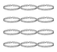 Andibro 12PC Tattoo Choker Necklace, Plastic Stretch Necklace Clavicle Cute Collar Vintage 90s 95s Jewelry Accessories for Women Teen Girl(black)