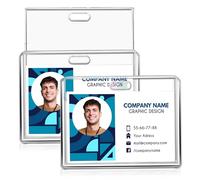 Andibro 2 Card Capacity ID Badge Holder, 2 Pcs Slider Card Badge Holder Hard Plastic Card Case Heavy Duty Business Card Protector for Credit Card Driver Licenses School Office (Horizontal)