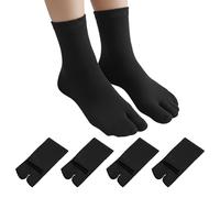 Andibro 4Pairs Japan Tabi Socks for Flip Flop, Japanese Toes Separated Sock Cotton Elastic Split Toe Socks for Men Women Geta Samurai