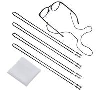 Andibro 4Pcs Black Glasses Strap, Adjustable Sunglasses Straps Cords Glasses Chain with 1 Microfibre Cleaning Cloth Eye Glasses Holder Strap Around Neck for Men Women