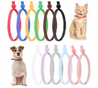 Andibro 60Pcs Elastic Puppy Litter Collars, 12 Colors Adjustable Identification Loops Stretchy Bulk Straps 4 Inch Band Cord with Adjustable Buckle for Newborn Puppies Kittens Pets