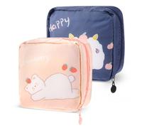Andibro Cute Sanitary Napkin Storage Bag, 2Pcs Portable Menstrual Cup Pouch Period Holder Bag Menstruation First Period Bag Tampon Holder Pad Pouch Period Kit for Women Teen Girls School Supplies(A)