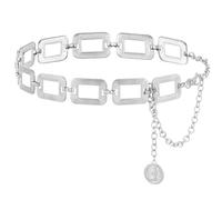 Andibro Metal Waist Chain Belt for Women, Adjustable Punk Chain Belt Skinny Belts for Jean Pants Dress(silver)