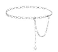 Andibro Metal Waist Chain Belt for Women, Adjustable Rhinestone Waist Belt Classic Skinny Belts for Pants Dress(silver)