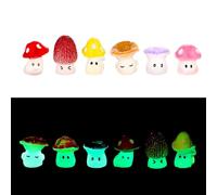 Andibro12pcs Luminous Mini Resin Mushrooms, Cute Small Wild Mushrooms Statue Decoration Miniature Tiny Fairy Garden Landscape for Rooms Courtyards Gardens Miniature Glow in the Dark Ornament