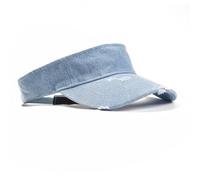 ANDICEQY Sport Retro Ripped Sun Visor Hats Adjustable Empty Top Baseball Cap Cotton Ball Caps for Women and Men, Retro Lightblue, 6 3/8-6 5/8