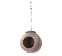 Andifany Natural Coconut Shell Bird Nest House Hut For Pet Parrot Budgies Parakeet Cockatiels Conure Canary Finch Cage Hamster Rat Gerbil Mice Cage Seed Feeder Toy Nesting Box
