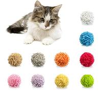 Andiker 10PCS Cat Ball Toys in 10, 1.69 Inches Cat Yarn Balls Built-in Bells Colorful Cat Toys for Indoor Cats Reducing Boredom Cleaning Teeth and Keeping Fit (Colorful)