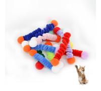 Andiker 12 Pcs Cat Spring Toys, Creative Elastic Plush Cats Stick Toy with Pom-Poms, Mixed Colourful Cat Interactive Toys for Indoor to Scratch, Chew and Hunt (24)