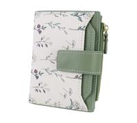 Andiker 2 in 1 Large Capacity Women’s Wallet with Zipper Pocket & a Detachable Slim Double-sided Card Wallet, Bifold Floral Wallet for Women Store Cards, Coin, Cash for Travel Shop Daily Use, Green