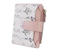 Andiker 2 in 1 Large Capacity Women’s Wallets with Zipper Pocket & a Detachable Slim Double-Sided Card Wallet, Bifold Floral Wallet for Women Store Cards, Coin, Cash for Travel Shop Daily Use (Pink)