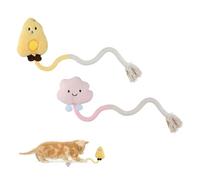 Andiker 2 Pieces Cat Chew Ropes, Cat Chew Toy with Cartoon Kitten Plush Toy with Catnip Inside, Interactive Cat Toy for Indoor Cats to Kick and Teeth (Yellow + Pink)