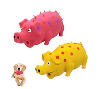 Andiker 2PC Dog Squeaky Toys, 8" Latex Dogs Chew Toy with Oinks Sound Grunting Pig Dog Toy for Dental Biting, Chasing to Kill Boring Time (Pink,Yellow)