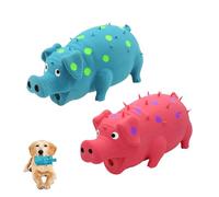 Andiker 2PC Dog Squeaky Toys, 8" Latex Dogs Chew Toy with Oinks Sound Grunting Pig Dog Toy for Dental Biting, Chasing to Kill Boring Time (Blue,Pink)