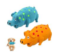Andiker 2PC Dog Squeaky Toys, 8" Latex Dogs Chew Toy with Oinks Sound Grunting Pig Dog Toy for Dental Biting, Chasing to Kill Boring Time (Blue,Orange)