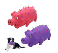 Andiker 2PC Dog Squeaky Toys, 8" Latex Dogs Chew Toy with Oinks Sound Grunting Pig Dog Toy for Dental Biting, Chasing to Kill Boring Time (Pink,Purple)