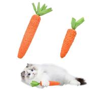 Andiker 2PCS Cat Chew Toys, 1 Small&1 Large Carrot Shapes Cat Rope Toys with Sounding Parcels Interactive Cat Toys for Indoor Cats and Kittens for Biting Chewing Keeping Teeth Clean