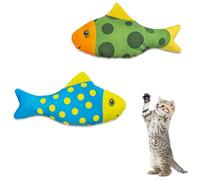 Andiker 2PCS Catnip Toys for Cats, Colorful Cat Fish Toys with Catnip Built-in Bells Soft Bite-Resistant Interactive Cat Toys for Indoor Cats Biting Chewing Reducing Boredom (Round)