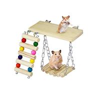 Andiker 3 Pack Hamster Exercise Toys, Hanging Wooden Hamster Chew Toys Small Animal Guinea Pig Cage Accessories Boredom Breaker For Parror,Gerbil,Squirrel,Rat,Hamsters, Chinchilla (Natural 3pcs)