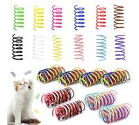 Andiker 32 Pcs Cat Spring Toys, Colorful Soft Sturdy Plastic Cat Spiral Toys with Great Elasticity Funny Interactive Cat Toys for Indoor Cats Kittens to Swat Bite Hunt (32pcs)
