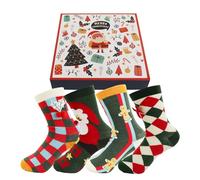 Andiker 4 Pack Christmas Socks for Women & Men, Colourful Thermal Cozy Xmas Socks with Attractive Patterns, Festive Christmas Presents with Xmas Box (Colorful C)