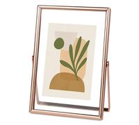 Andiker 4x6” Floating Frame, Vintage Photo Frame with Double-sided Glass Metal Picture Frame for Tabletop Vertically Exquisite Decor for Home Office Wedding (Rose Gold)