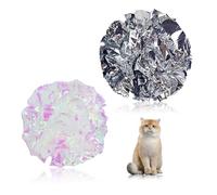 Andiker 5.1 Inches Cat Crinkle Balls, 2 PCS Sturdy Cat Balls with Soft Shiny Crinkle Paper Interactive Cat Toys for Indoor Cats Reducing Boredom and Keeping Fit (White+Sliver)