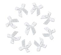 Andiker 50 Pieces Satin Ribbon Bows with Adhesive Tape, Single Sided Satin Bow 5CM x 5CM for Gift Packing, DIY Craft, Wedding Decoration, Card Making, Sewing Embelishments (White)