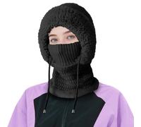 Andiker Balaclava Women, Windproof Thermal Hat with Neck and Face Cover Soft Warm Hat with Thicken Fleece Ski Mask for Winter Outdoor Sports Walking Cycling (UK, Alpha, One Size, Black)