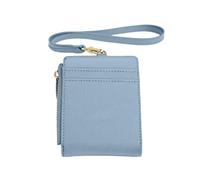 Andiker Bifold Women's Wallet, 2-in-1 PU Leather Credit Card Holder with 17-inch lanyard, ID Window, a Zipper Coin Pocket, Blue, Modern