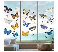Andiker Butterfly Window Clings Double-Side Cling Decals to Prevent Bird Strikes on Window Glass Door Anti Collision Bird Strike Stickers (Butterfly)
