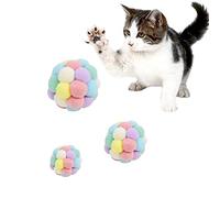 Andiker Cat Ball Toy, 3 pcs Handmade Colorful Woolen Yarn Balls SML Size for Cats Doing Exercise and Scratching Toy, Interactive Chasing & Chewing Toys Within Bell Cat Toys for Indoor Cats (SML)