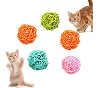 Andiker Cat Balls, 5pcs Colorful and Build-in Bell Cat Sound Ball Toy Bird Toys Natural Play Balls Parrot Gnawing Toy Chew and Chase Cat Toys for Indoor Cats to Keep Fit and Active (Bell Ball)